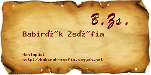 Babirák Zsófia névjegykártya
